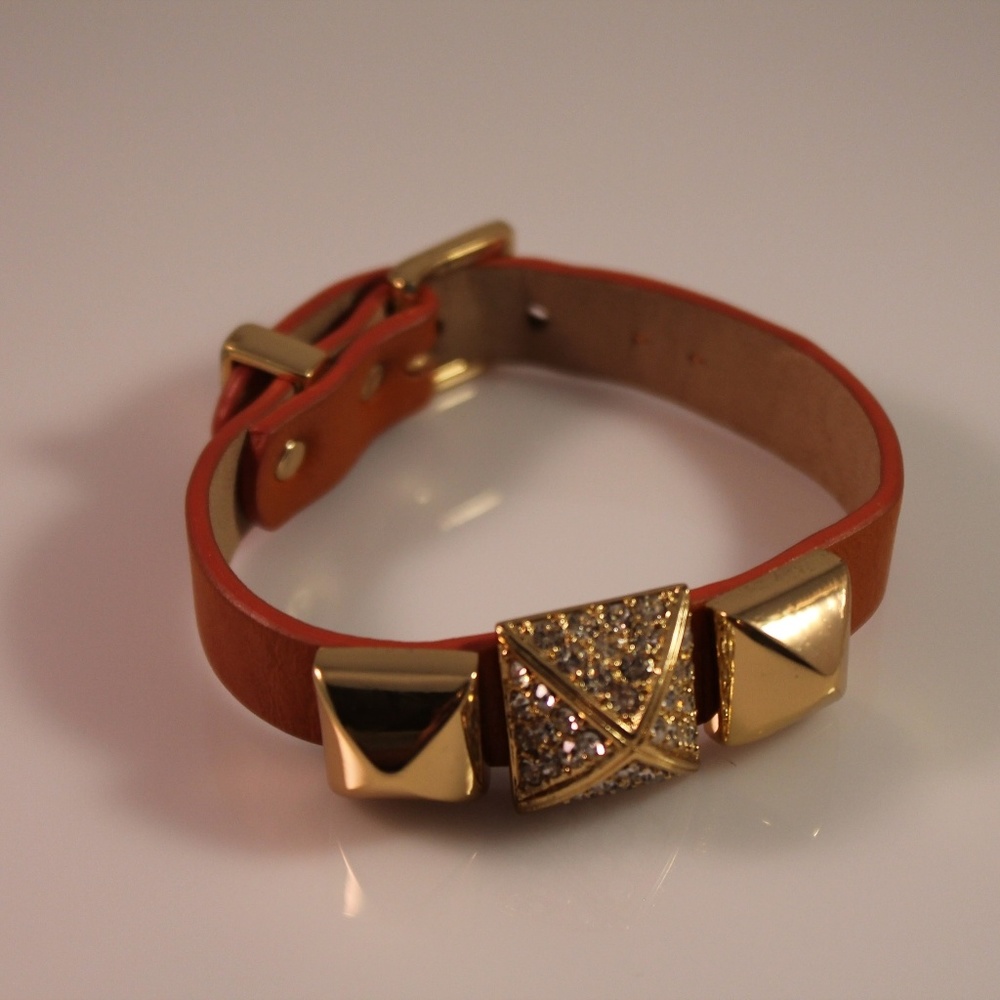 Juicy Couture Brown Pyramid Leather Bracelet